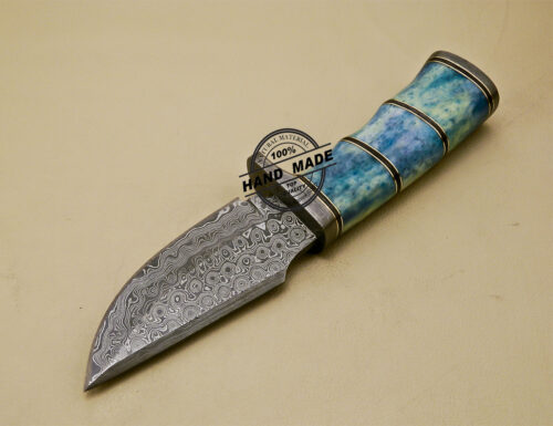 Damascus Skinner Knife Custom Handmade Damascus Steel Skinner Knife With Colored Bone Handle 861 - Image 4