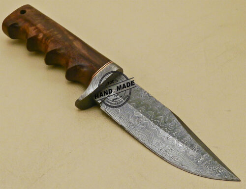 Damascus Skinner Knife Custom Handmade Damascus Steel Hunting Knife with Rose Wood Handle 859 - Image 5