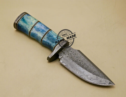Damascus Skinner Knife Custom Handmade Damascus Steel Skinner Knife With Colored Bone Handle 861 - Image 5