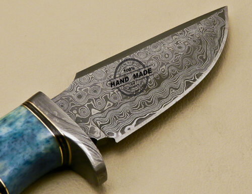 Damascus Skinner Knife Custom Handmade Damascus Steel Skinner Knife With Colored Bone Handle 861 - Image 7