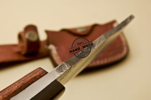 Mini Chopper Skinner Knife Custom Handmade Damascus Steel Skinner knife With Rose Wood Handle 841 - Image 7