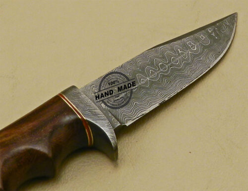 Damascus Skinner Knife Custom Handmade Damascus Steel Hunting Knife with Rose Wood Handle 859 - Image 8