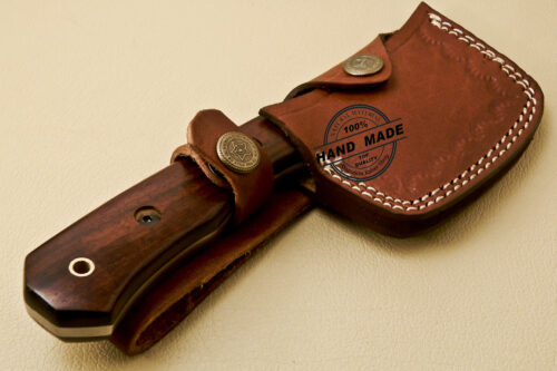 Mini Chopper Skinner Knife Custom Handmade Damascus Steel Skinner knife With Rose Wood Handle 841 - Image 8