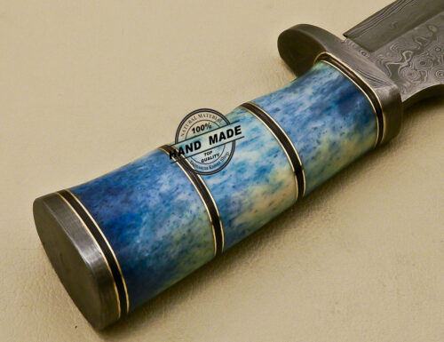 Damascus Skinner Knife Custom Handmade Damascus Steel Skinner Knife With Colored Bone Handle 861 - Image 11