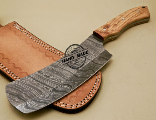 Damascus Butchers Knife Custom Handmade Damascus Steel Kitchen Knife 905 - Image 3