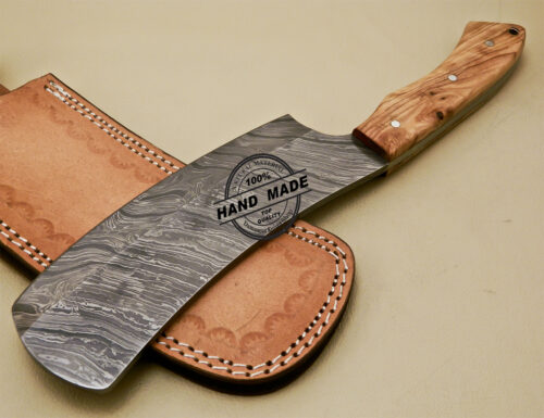 Damascus Butchers Knife Custom Handmade Damascus Steel Kitchen Knife 905 - Image 4