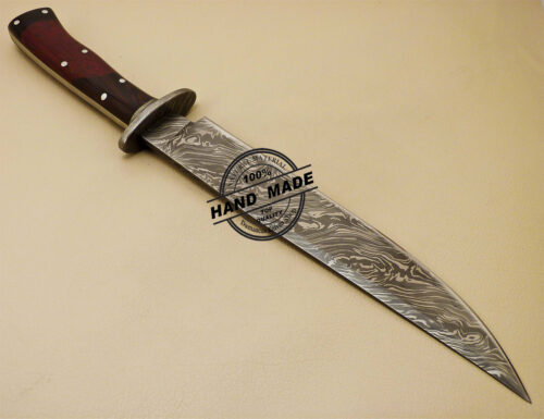 Damascus Bowie Knife Custom Handmade Damascus Steel Hunting Bowie Knife With Leather Sheaths 896 - Image 5