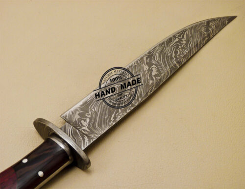 Damascus Bowie Knife Custom Handmade Damascus Steel Hunting Bowie Knife With Leather Sheaths 896 - Image 7