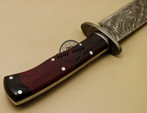 Damascus Bowie Knife Custom Handmade Damascus Steel Hunting Bowie Knife With Leather Sheaths 896 - Image 10