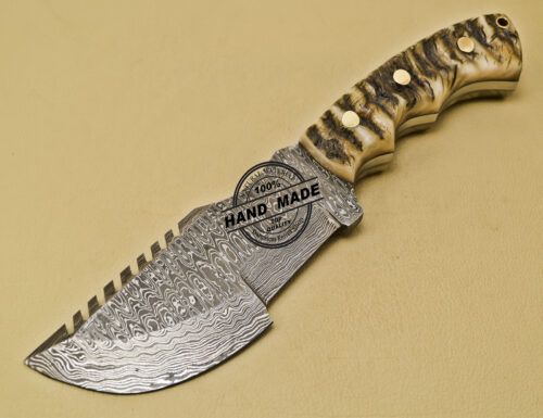 Damascus Tracker Knife Custom Handmade Damascus Steel Hunting Knife 885 - Image 3