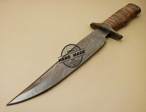 Damascus Bowie Knife Custom Handmade Damascus Steel Hunting Knife 887 - Image 3