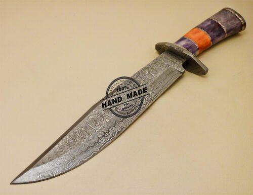 Damascus Bowie Knife Custom Handmade Damascus Hunting Knife 889 - Image 3