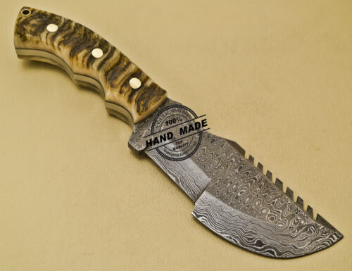 Damascus Tracker Knife Custom Handmade Damascus Steel Hunting Knife 885 - Image 4