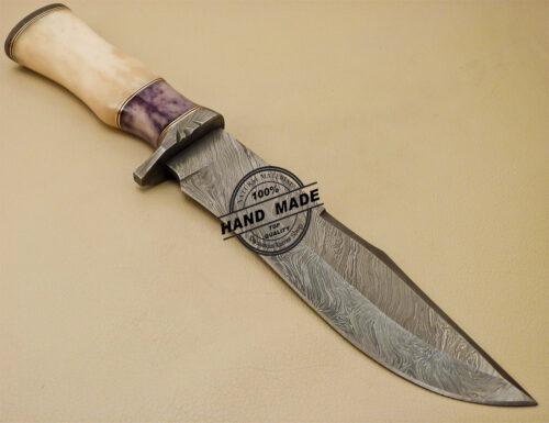 Damascus Skinner Knife Custom Handmade Damascus Steel Hunting Knife 886 - Image 4