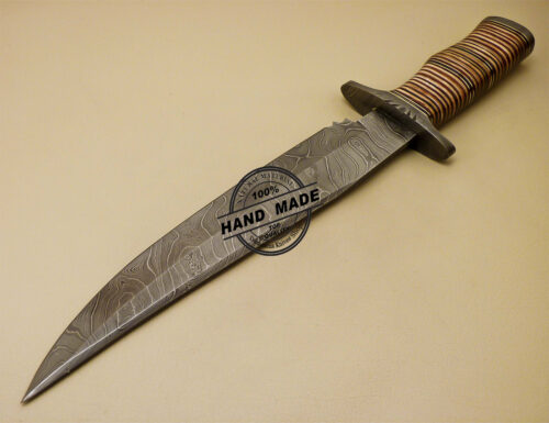 Damascus Bowie Knife Custom Handmade Damascus Steel Hunting Knife 887 - Image 4