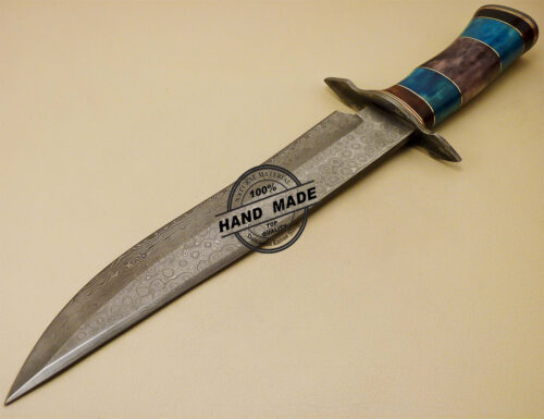 Damascus Bowie Knife Custom Handmade Damascus Steel Knife 890 - Image 4