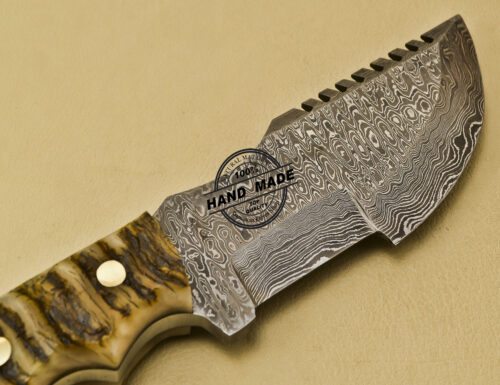 Damascus Tracker Knife Custom Handmade Damascus Steel Hunting Knife 885 - Image 5