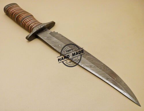 Damascus Bowie Knife Custom Handmade Damascus Steel Hunting Knife 887 - Image 5