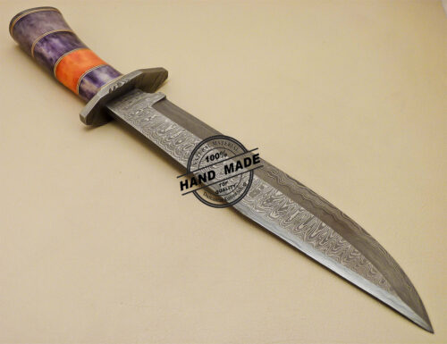 Damascus Bowie Knife Custom Handmade Damascus Hunting Knife 889 - Image 5