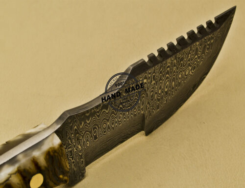 Damascus Tracker Knife Custom Handmade Damascus Steel Hunting Knife 885 - Image 6