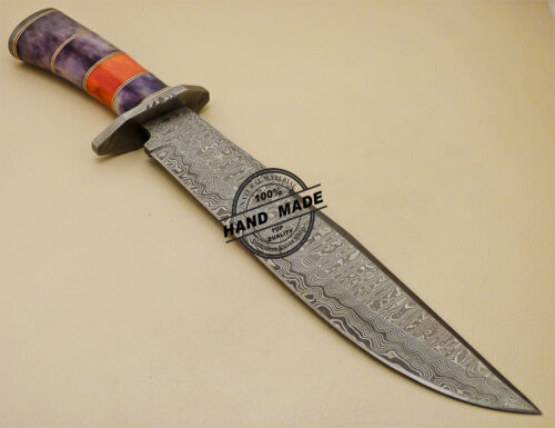 Damascus Bowie Knife Custom Handmade Damascus Hunting Knife 889 - Image 6