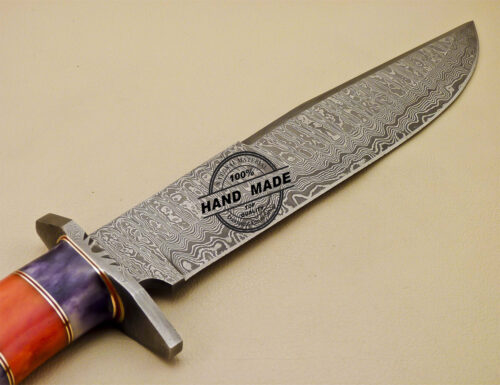 Damascus Bowie Knife Custom Handmade Damascus Hunting Knife 889 - Image 7