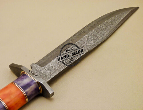 Damascus Bowie Knife Custom Handmade Damascus Hunting Knife 889 - Image 8