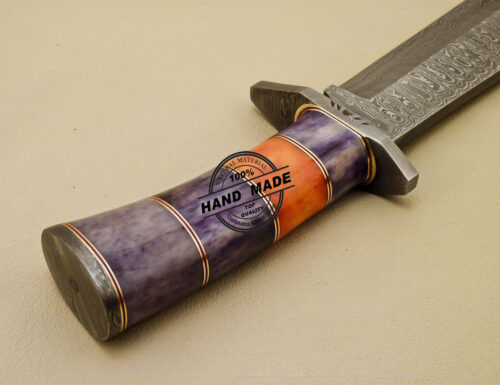 Damascus Bowie Knife Custom Handmade Damascus Hunting Knife 889 - Image 10