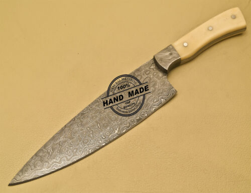 Damascus Kitchen Knife Custom Handmade Damascus Steel Chef Knife 904 - Image 3