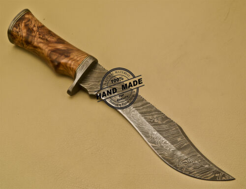 Damascus Bowie Knife Custom Handmade Damascus Steel Hunting Bowie Knife With Cow Handle 910 - Image 4