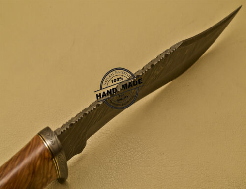 Damascus Bowie Knife Custom Handmade Damascus Steel Hunting Bowie Knife With Cow Handle 910 - Image 7