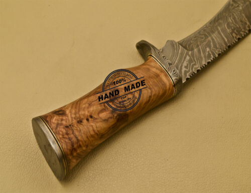 Damascus Bowie Knife Custom Handmade Damascus Steel Hunting Bowie Knife With Cow Handle 910 - Image 8