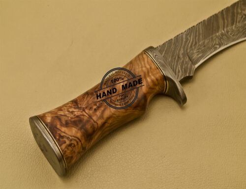 Damascus Bowie Knife Custom Handmade Damascus Steel Hunting Bowie Knife With Cow Handle 910 - Image 9