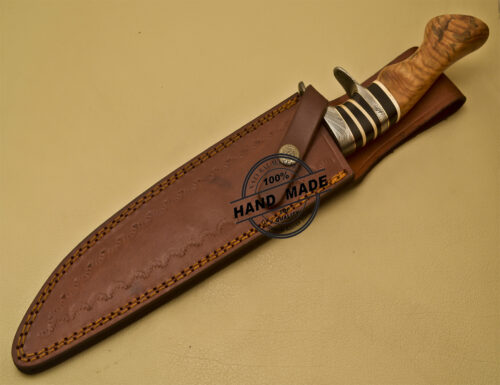 Damascus Bowie Knife Custom Handmade Damascus Steel Knife 907 - Image 10