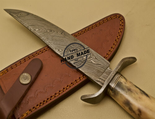Damascus Skinner Knife Custom Handmade Damascus Steel Hunting Skinner Knife 912 - Image 9