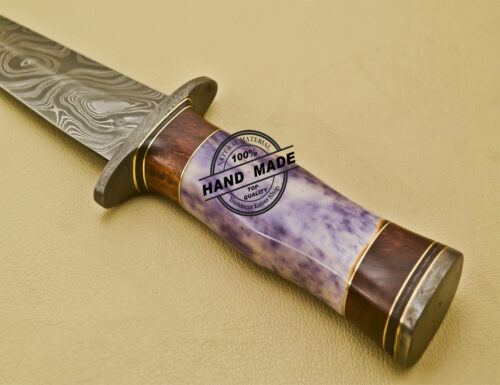 Damascus Dagger Knife Custom Handmade Damascus Steel Hunting Dagger Knife With Sheaths 934 - Image 6