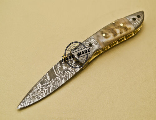 Damascus Folding Knife Custom Handmade Damascus Steel Folding Liner Lock Knife 943 - Image 3