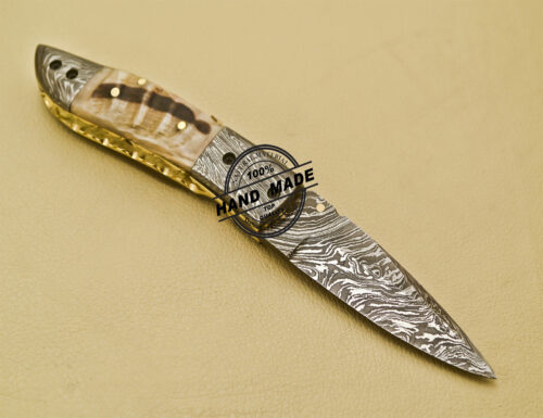 Damascus Folding Knife Custom Handmade Damascus Steel Folding Liner Lock Knife 943 - Image 4