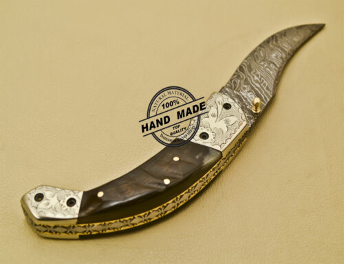 Damascus Folding Knife Custom Handmade Damascus Steel Pocket Knife 937 - Image 5