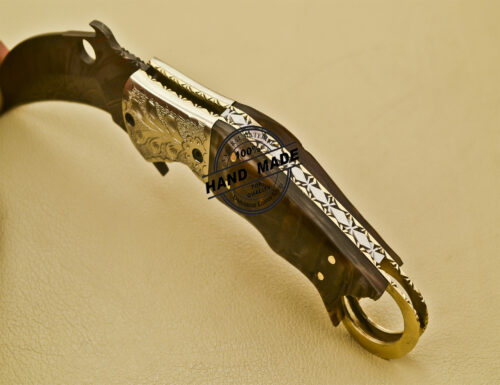 Damascus Folding Karambit Knife Custom Handmade Damascus Steel Hunting Knife 936 - Image 5