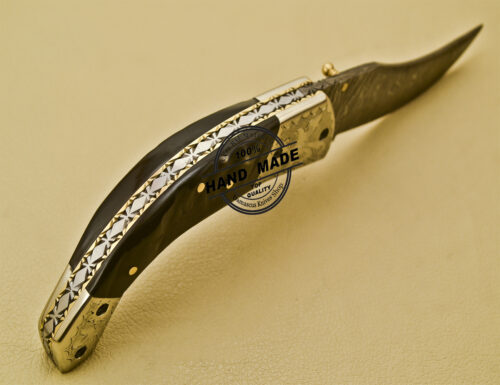 Damascus Folding Knife Custom Handmade Damascus Steel Pocket Knife 937 - Image 6