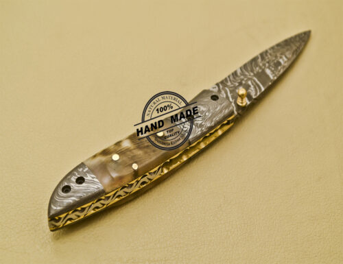 Damascus Folding Knife Custom Handmade Damascus Steel Folding Liner Lock Knife 943 - Image 6