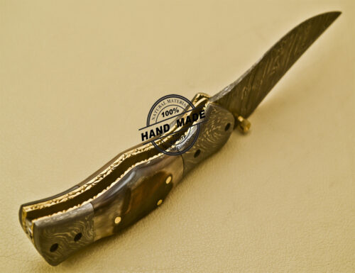 Damascus Folding Knife Custom Handmade Damascus Steel Pocket Knife 945 - Image 7