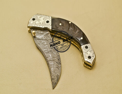 Damascus Folding Knife Custom Handmade Damascus Steel Pocket Knife 937 - Image 8