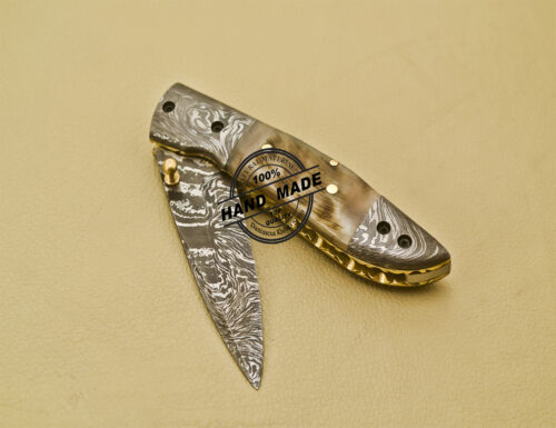 Damascus Folding Knife Custom Handmade Damascus Steel Folding Liner Lock Knife 943 - Image 8