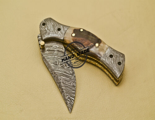 Damascus Folding Knife Custom Handmade Damascus Steel Pocket Knife 945 - Image 8