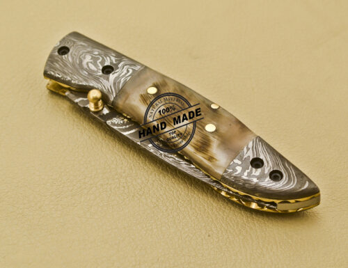 Damascus Folding Knife Custom Handmade Damascus Steel Folding Liner Lock Knife 943 - Image 9