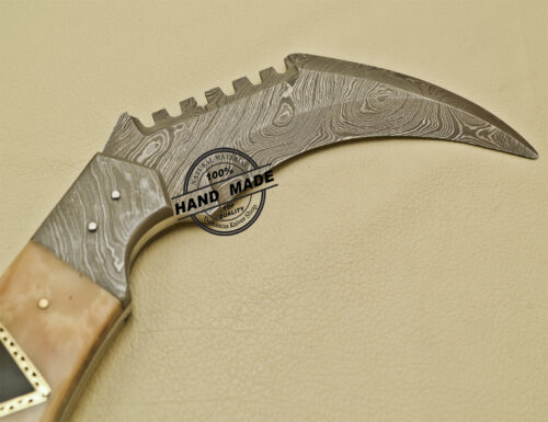 Double Edge Damascus karambit Knife Custom Handmade Damascus Steel Knife 920 - Image 6