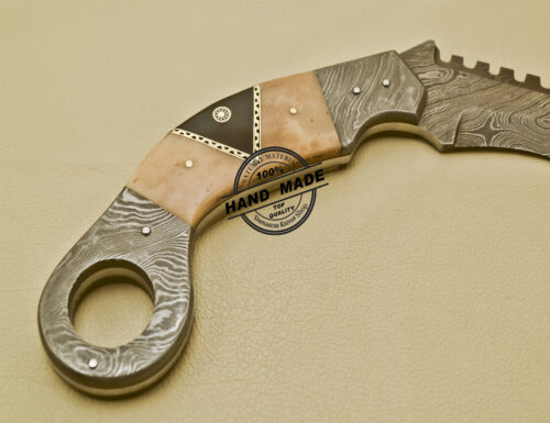 Double Edge Damascus karambit Knife Custom Handmade Damascus Steel Knife 920 - Image 7