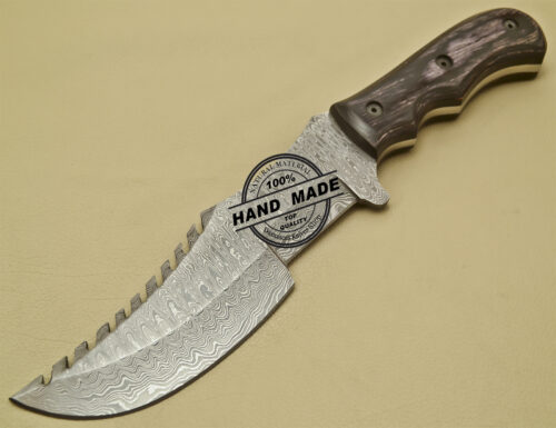 Damascus Tracker Knife Custom Handmade Damascus Steel Hunting Tracker Knife With Leather Sheaths 925 - Image 3